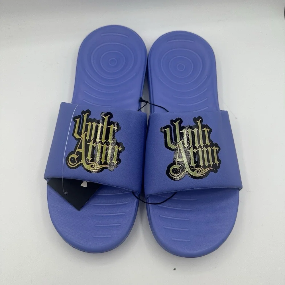 Under Armour Ansa Graphic Logo Slides Mens 13 Lavender Purple Sandal 3024435-402